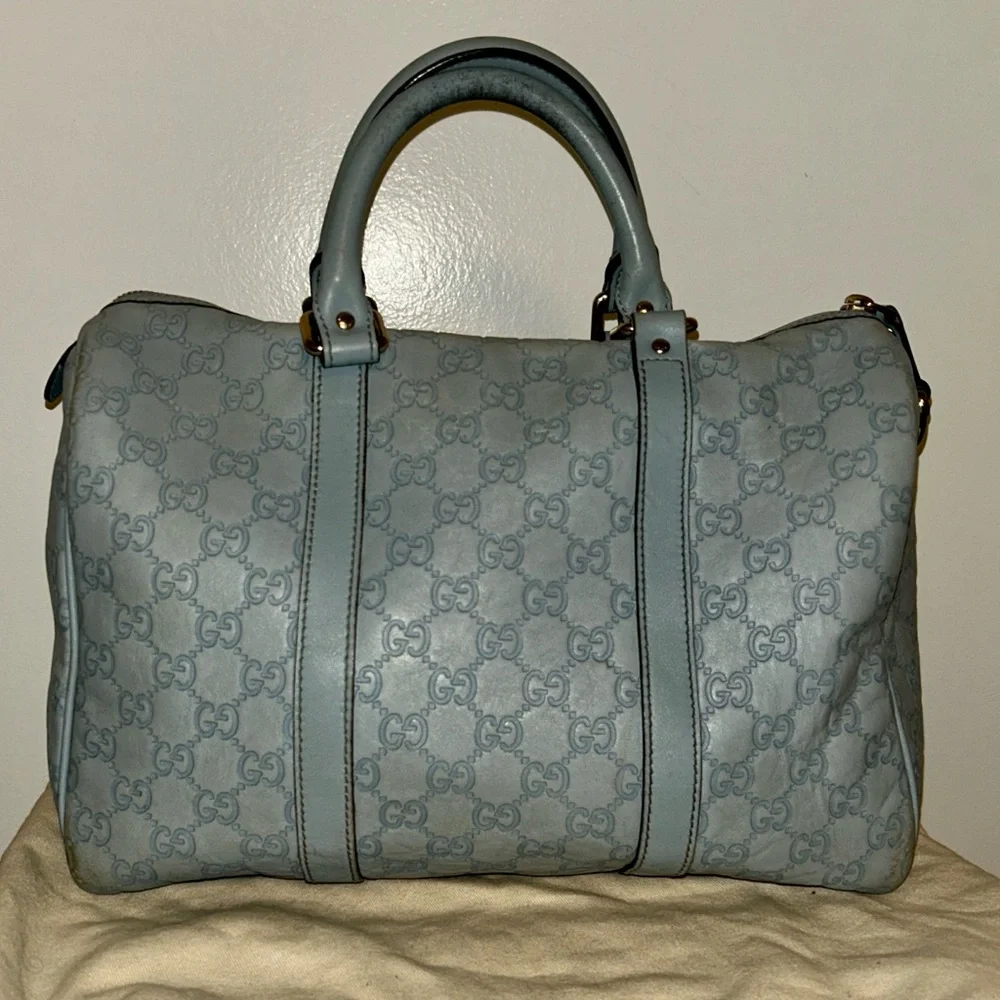 Authentic Gucci Guccissima Joy Boston Bag in light blue. - Picture 5 of 14